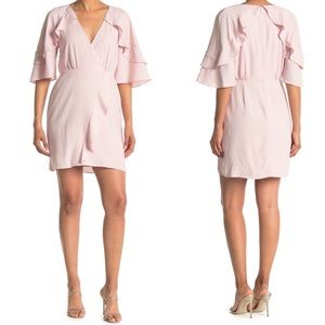 Halston Flutter Sleeve Pink Dress size 4 NWT